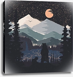 Постер forestpunk Оранжевая Луна и Медвежий Панк