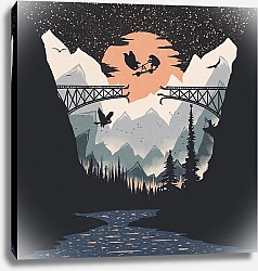 Постер forestpunk Оранжевая Луна и Медвежий Панк