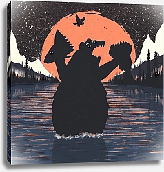 Постер forestpunk Оранжевая Луна и Медвежий Панк