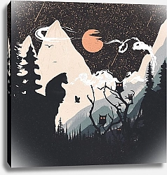 Постер forestpunk Оранжевая Луна и Медвежий Панк