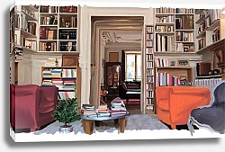 Постер TA ISI A raspberry and orange sofa in Paris