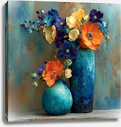 Постер Marina Shev Жаркие лепестки на фоне бирюзы