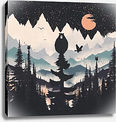 Постер forestpunk Оранжевая Луна и Медвежий Панк