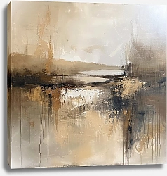 Постер Айналиора Абстрактный квадратный пейзаж в коричневых и серых тонах