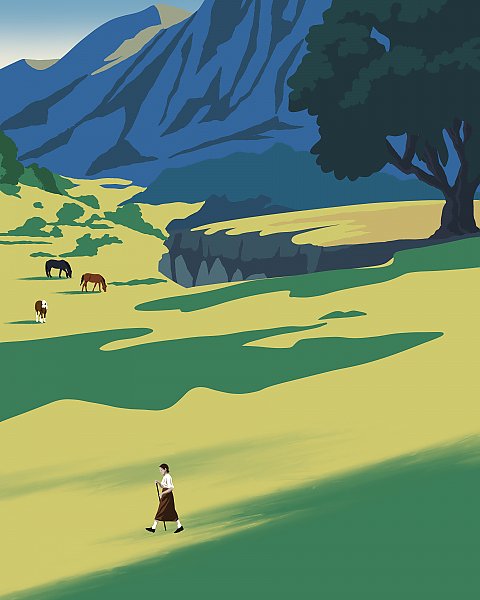 Walking to the horses