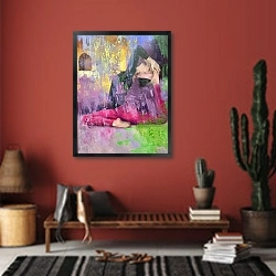 «Баланс 1» в интерьере прихожей в этническом стиле с красной стеной