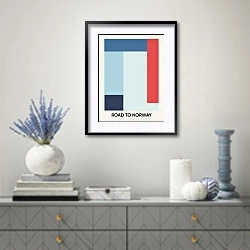 «Road to Norway» в интерьере современной гостиной с голубыми деталями