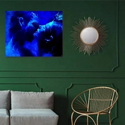 «Близкие люди» в интерьере классической гостиной с зеленой стеной над диваном