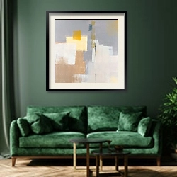 «Sentiment 9» в интерьере зеленой гостиной над диваном