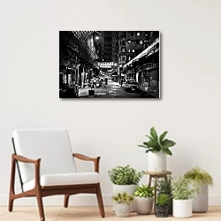 «Ночной Гонконг» в интерьере современной комнаты над креслом