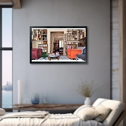 «raspberry and orange sofa in Paris» в интерьере 