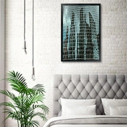 «Сити» в интерьере спальни в скандинавском стиле над кроватью