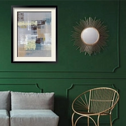 «Sentiment 7» в интерьере классической гостиной с зеленой стеной над диваном