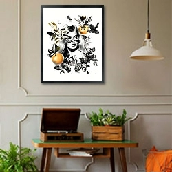 «Brigitte_Bardot» в интерьере комнаты в стиле ретро с проигрывателем виниловых пластинок