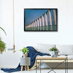 «Lines blue» в интерьере гостиной в скандинавском стиле над диваном