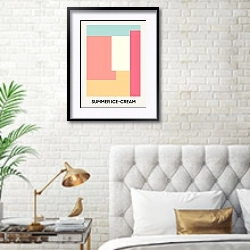 «Ice cream in summer» в интерьере современной спальни в белом цвете с золотыми деталями