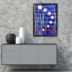 «Семь лун» в интерьере в стиле минимализм над тумбой