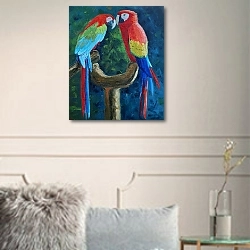 «Попугаи» в интерьере в классическом стиле в светлых тонах