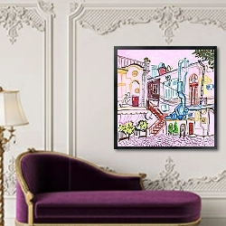 «Старый двор» в интерьере в классическом стиле над банкеткой