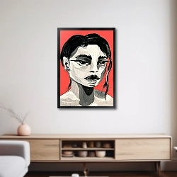 «Девушка на красном фоне NELLE» в интерьере 